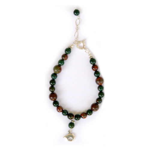 Bear spirit totem bracelet made with bloodstone and red jasper for harmonious circulation and cleansing of the blood