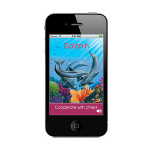 Downloadable Dolphin app to learn how to cooperate with others anywhere, anytime